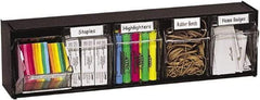 Deflect-o - 5 Compartment, 23-5/8 Inch Wide x 5-1/4 Inch Deep x 6-1/2 Inch High, Covered Modular - Plastic, Black and Clear - Industrial Tool & Supply