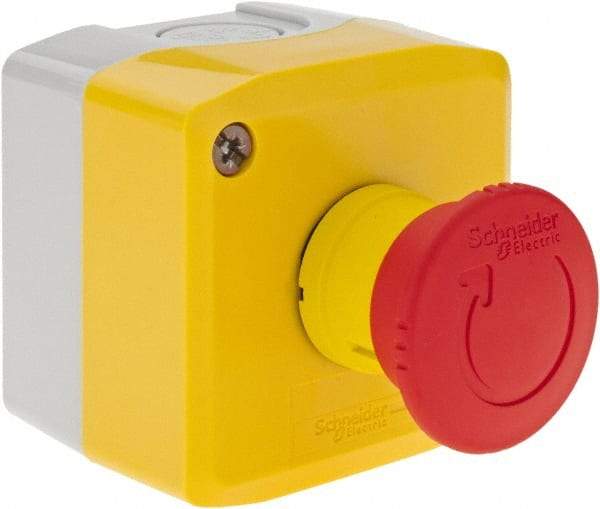 Square D - Extended Mushroom Head, Pushbutton Switch Only - Round, Red Pushbutton, Nonilluminated, Shock and Vibration Resistant - Industrial Tool & Supply