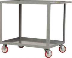 Little Giant - 1,200 Lb Capacity, 30" Wide x 60" Long x 35" High Service Cart - 2 Shelf, Steel, 2 Rigid/2 Swivel Casters - Industrial Tool & Supply