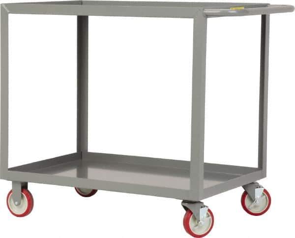 Little Giant - 1,200 Lb Capacity, 30" Wide x 48" Long x 35" High Service Cart - 2 Shelf, Steel, 2 Rigid/2 Swivel Casters - Industrial Tool & Supply