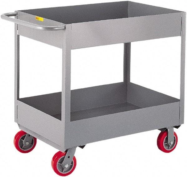 Little Giant - 1,200 Lb Capacity, 18" Wide x 30" Long x 35" High Deep Shelf Cart - 2 Shelf, Steel, 2 Rigid/2 Swivel Casters - Industrial Tool & Supply