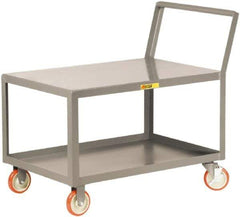 Little Giant - 1,200 Lb Capacity, 30" Wide x 48" Long x 35-3/4" High Standard Utility Cart - 2 Shelf, Steel, 2 Rigid/2 Swivel Casters - Industrial Tool & Supply