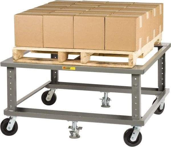 Little Giant - 3,600 Lb Capacity Steel Adjustable Height Pallet Stand - 48" Long x 40" Wide x 24" High, 6" Wheels - Industrial Tool & Supply