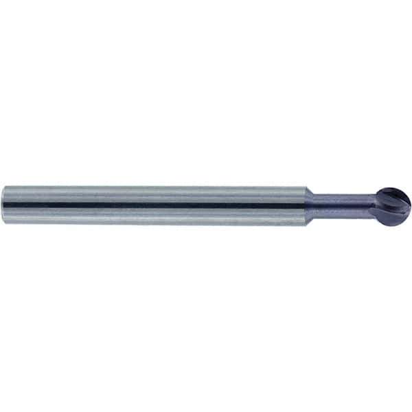 Accupro - 1/2" Diam, 0.427" LOC, 4 Flute Solid Carbide Ball End Mill - nACo Finish, Single End, 3" OAL, 1/2" Shank Diam, Undercutting - Industrial Tool & Supply