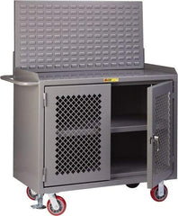 Little Giant - Mobile Bench Cabinet with Louvered Panel - Steel, Gray, 48" Long x 24" Deep x 65" High - Industrial Tool & Supply