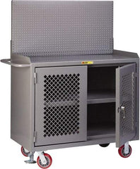 Little Giant - Mobile Bench Cabinet with Pegboard Panel - Steel, Gray, 48" Long x 24" Deep x 65" High - Industrial Tool & Supply