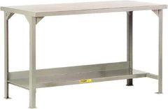 Little Giant - 84 Wide x 36" Deep x 36" High, 12 Gauge Steel Workbench - Edge Turned Down, Fixed Legs, Gray - Industrial Tool & Supply
