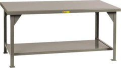 Little Giant - 84 Wide x 42" Deep x 34" High, 7 Gauge Steel Workbench - Comfort Edge, Fixed Legs, Gray - Industrial Tool & Supply
