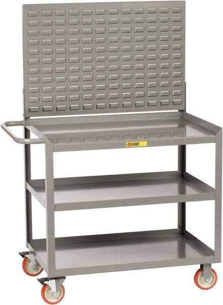 Little Giant - 1,200 Lb Capacity, 3 Shelf, 3 Drawer Mobile Workstation - 41-1/2" Wide x 24" Deep x 60" High, Gray - Industrial Tool & Supply