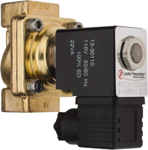 PRO-SOURCE - 1/2", 2/2 Way Stacking Solenoid Valve - 110 VAC, 4.12 CV Rate, 3.98" High x 2.76" Long - Industrial Tool & Supply