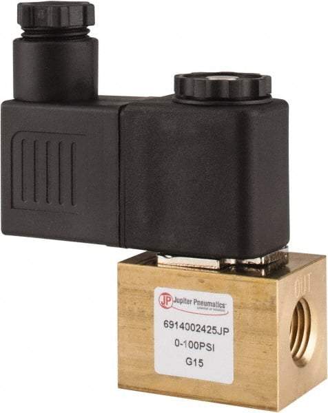 PRO-SOURCE - 1/4", 2/2 Way Square Body Stacking Solenoid Valve - 24 VDC, 0.18 CV Rate, 2.95" High x 2.64" Long - Industrial Tool & Supply