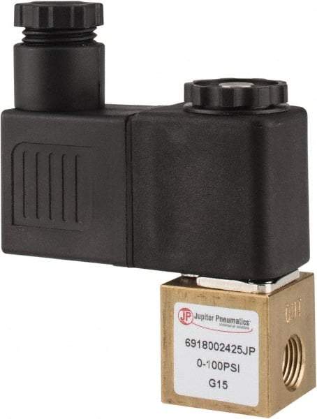 PRO-SOURCE - 1/8", 2/2 Way Square Body Stacking Solenoid Valve - 24 VDC, 0.1 CV Rate, 2.83" High x 2.3" Long - Industrial Tool & Supply