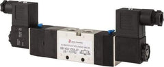 PRO-SOURCE - 1/4", 5/3 Way Double Stacking Solenoid Valve - 110 VAC, 0.76 CV Rate, 2.6" High x 8-1/2" Long - Industrial Tool & Supply