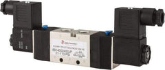 PRO-SOURCE - 1/4", 5/2 Way Double Stacking Solenoid Valve - 24 VDC, 0.98 CV Rate, 2.6" High x 7.76" Long - Industrial Tool & Supply