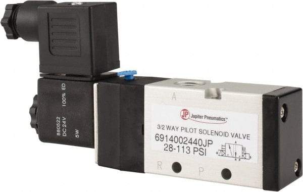 PRO-SOURCE - 1/4", 3/2 Way Single Stacking Solenoid Valve - 24 VDC, 0.98 CV Rate, 2.6" High x 5.12" Long - Industrial Tool & Supply