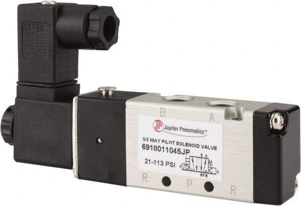 PRO-SOURCE - 1/8", 5/2 Way Body Ported Stacking Solenoid Valve - 110 VAC, 0.6 CV Rate, 1.36" High x 3.88" Long - Industrial Tool & Supply