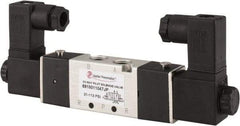 PRO-SOURCE - 1/8", 5/2 Way Body Ported Stacking Solenoid Valve - 110 VAC, 1.36 CV Rate, 1.36" High x 5.43" Long - Industrial Tool & Supply