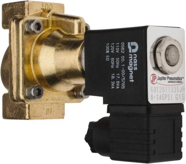 PRO-SOURCE - 1/2", 2/2 Way Steam Series Stacking Solenoid Valve - 110 VAC, 4.5 CV Rate, 4.19" High x 2.76" Long - Industrial Tool & Supply