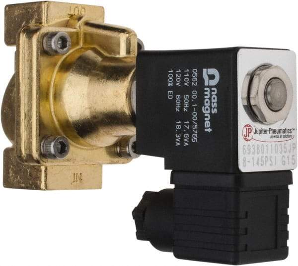 PRO-SOURCE - 3/8", 2/2 Way Steam Series Stacking Solenoid Valve - 110 VAC, 4.5 CV Rate, 4.19" High x 2.76" Long - Industrial Tool & Supply