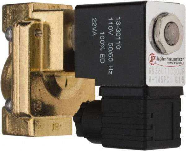 PRO-SOURCE - 3/8", 2/2 Way Stacking Solenoid Valve - 110 VAC, 4.5 CV Rate, 4.19" High x 2.83" Long - Industrial Tool & Supply