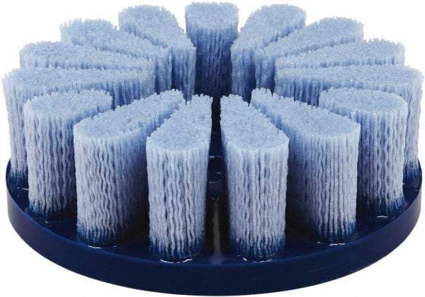Tanis - 4" 80 Grit Ceramic Crimped Disc Brush - Drive Arbor Connector, 1-1/2" Trim Length, 7/8" Arbor Hole - Industrial Tool & Supply