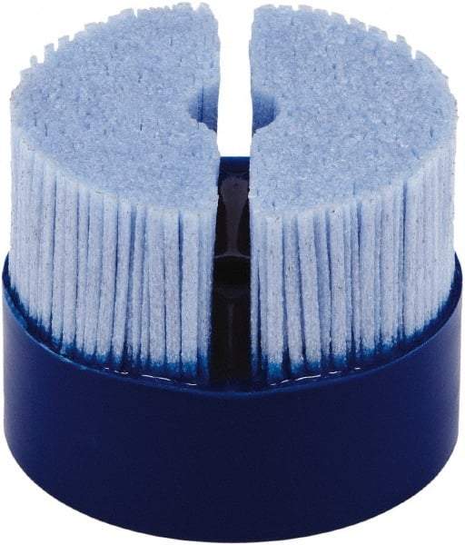 Tanis - 2" 80 Grit Ceramic Crimped Disc Brush - Drive Arbor Connector, 1-1/4" Trim Length, 3/8" Arbor Hole - Industrial Tool & Supply