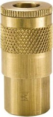 Parker - 3/8-18 Female NPTF Tru-Flate Automotive Pneumatic Hose Coupler - Brass, 3/8" Body Diam - Industrial Tool & Supply