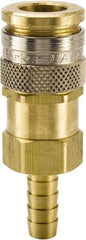 Parker - Hose Barb European High Flow Pneumatic Hose Coupler - Brass, 3/8" Body Diam, 3/8" Hose ID - Industrial Tool & Supply