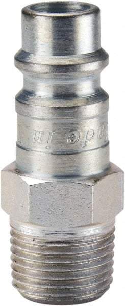 Parker - 1/2-14 Male NPTF European High Flow Pneumatic Hose Connector - Steel, 3/8" Body Diam - Industrial Tool & Supply