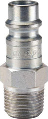 Parker - 1/2-14 Male NPTF European High Flow Pneumatic Hose Connector - Steel, 3/8" Body Diam - Industrial Tool & Supply