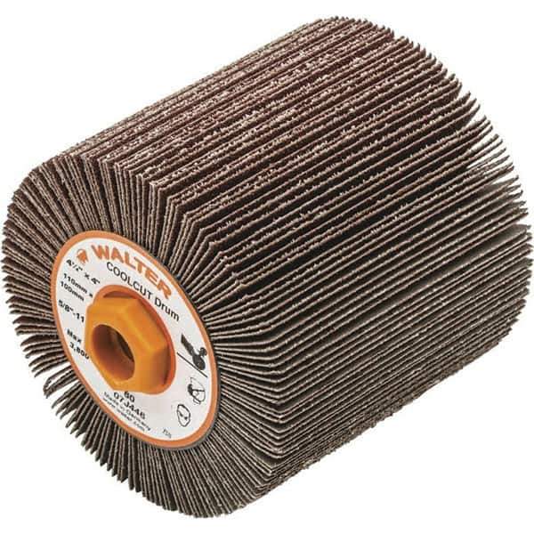 WALTER Surface Technologies - 4-1/4" Diam 60 Grit Aluminum Oxide Unmounted Flap Wheel - 5/8-11 Threaded Hole, 4" Wide, Coated, Grade Coarse, 3,800 Max RPM - Industrial Tool & Supply