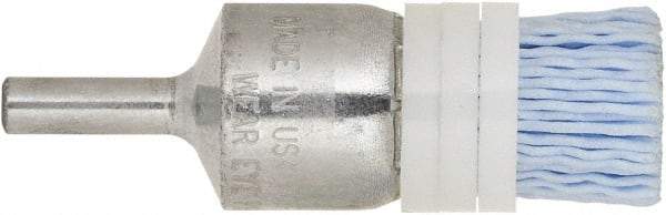 Tanis - 120 Grit, 1" Brush Diam, Crimped, End Brush - 1/4" Diam Steel Shank, 10,000 Max RPM - Industrial Tool & Supply