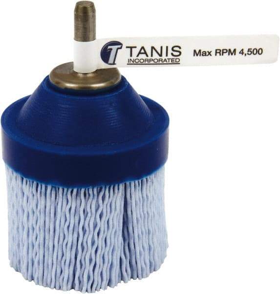 Tanis - 80 Grit, 2" Brush Diam, Crimped, End Brush - 1/4" Diam Steel Shank, 4,500 Max RPM - Industrial Tool & Supply
