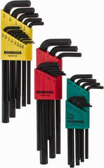 Bondhus - 30 Piece L-Key Hex Key Set - Hex Range 0.05 to 3/8", 8-5/8" OAL, Protanium High Torque Steel - Industrial Tool & Supply