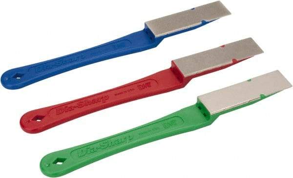 DMT - Extra Fine, Fine & Coarse, 7" Length of Cut, Single End Diamond Hone - 3/4" Wide x 0.38" High x 7" OAL - Industrial Tool & Supply