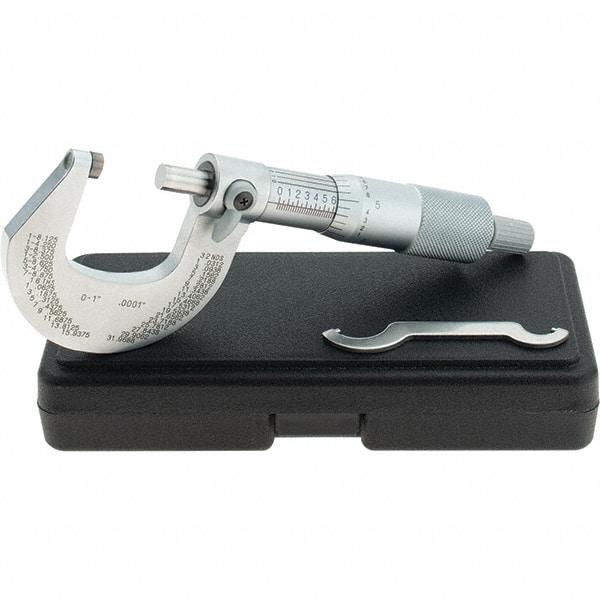 Starrett - 0 to 1" Range, 0.0001" Graduation, Mechanical Outside Micrometer - Ratchet Stop Thimble, Accurate to 0.00005" - Industrial Tool & Supply
