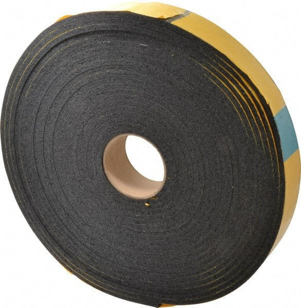 Made in USA - 50' x 2" x 1/4" Black Natural Foam Roll - Industrial Tool & Supply