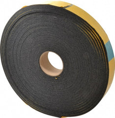 Made in USA - 50' x 2" x 1/4" Black Natural Foam Roll - Industrial Tool & Supply