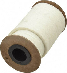 Made in USA - 3/16" x 37' Spool Length, PTFE/Synthetic Fiber Compression Packing - 1,500 Max psi, -80 to 450° F, White - Industrial Tool & Supply