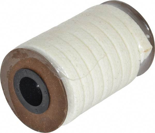 Made in USA - 7/16" x 8.3' Spool Length, PTFE/Synthetic Fiber Compression Packing - 1,500 Max psi, -80 to 450° F, White - Industrial Tool & Supply