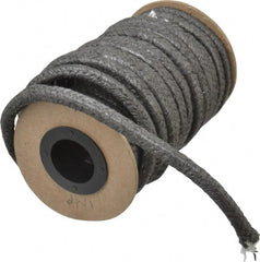Made in USA - 1/4" x 25.6' Spool Length, Wire-Inserted Carbon Fiber Compression Packing - Industrial Tool & Supply