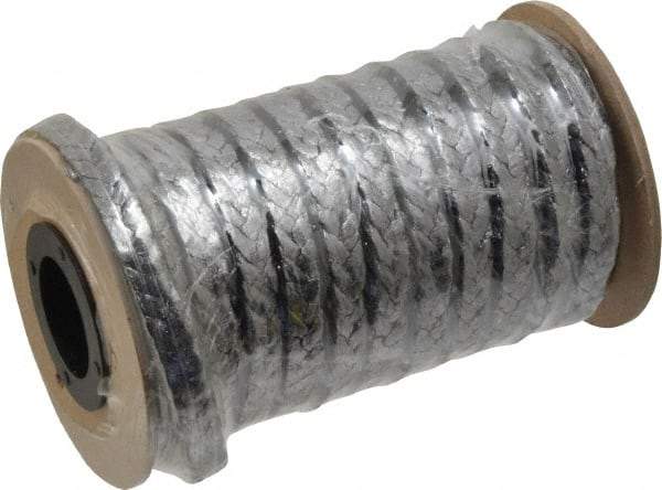 Made in USA - 5/16" x 14' Spool Length, Carbon Fiber Compression Packing - 3,500 Max psi, -450 to 1200° F, Dark Gray - Industrial Tool & Supply