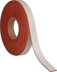 Made in USA - 1/8" Thick x 1" Wide x 30' Long Tan-Orange Closed Cell Silicone Foam Rubber Roll - Stock Length, Adhesive Back, 33 Lb/Cu Ft Density, -100°F to 500°F - Industrial Tool & Supply