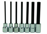 8 Piece - 1/8; 9/64; 5/32; 3/16; 7/32; 1/4; 5/16; & 3/8" - 3/8" Drive - Hex Long Bit Socket Set - Industrial Tool & Supply