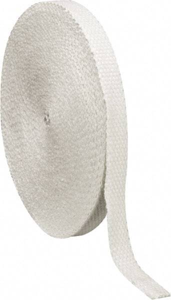 Made in USA - 1/8" Thick x 1" Wide, Fiberglass Gasket Tape - 100' Long, White - Industrial Tool & Supply