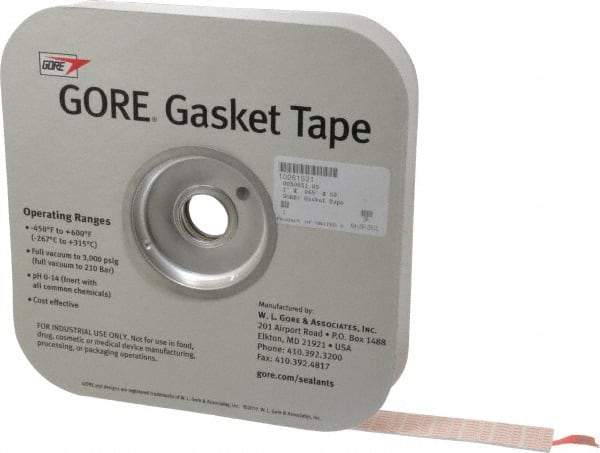 Made in USA - 0.065" Thick x 1" Wide, Gore-Tex Gasket Tape - 50' Long, White - Industrial Tool & Supply