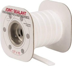 Made in USA - 15' Long x 1/2" Wide Economy PTFE Joint Sealant - White, 1-1/8 to 1-1/2" Approximate Flange Form Width - Industrial Tool & Supply