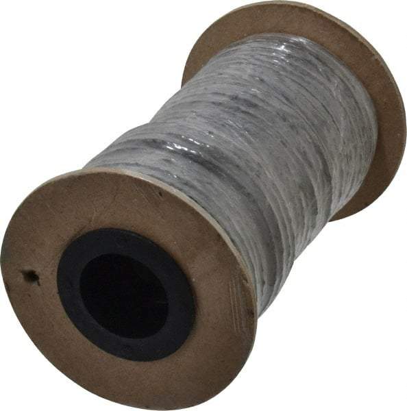 Made in USA - 1/8" x 57-1/2' Spool Length, Graphite Yarn Compression Packing - 3,500 Max psi, -450 to 6000° F, Dark Gray - Industrial Tool & Supply