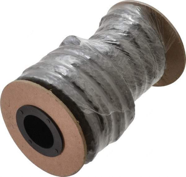 Made in USA - 3/8" x 9' Spool Length, Graphite Yarn Compression Packing - 3,500 Max psi, -450 to 6000° F, Dark Gray - Industrial Tool & Supply