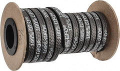 Made in USA - 1/4" x 9.8' Spool Length, 100% GFO Fiber Compression Packing - 1,900 Max psi, -400 to 550° F, Dark Gray - Industrial Tool & Supply